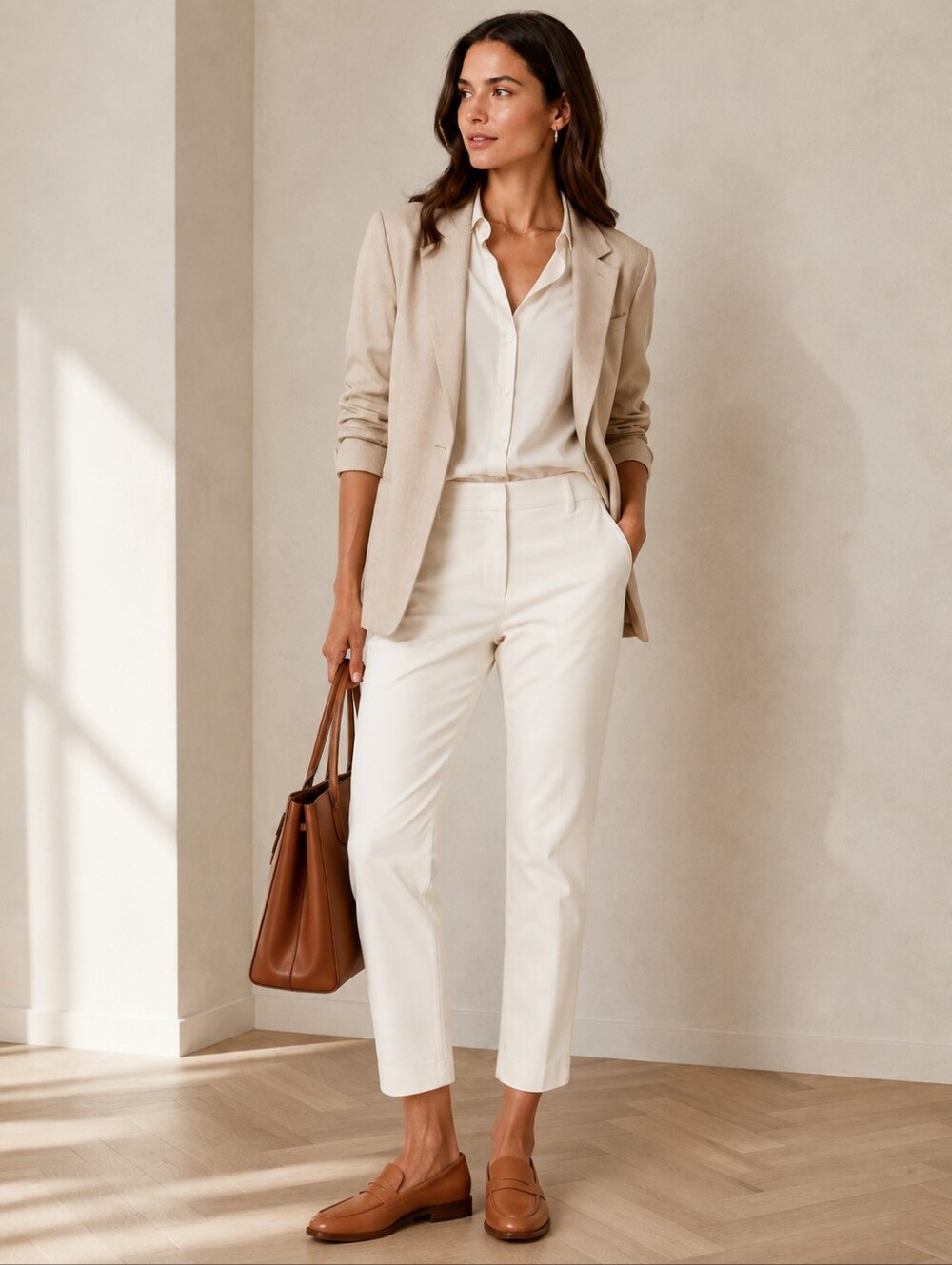 Banana Republic Women’s Off-White Sloan Cropped Slim Ankle Pants